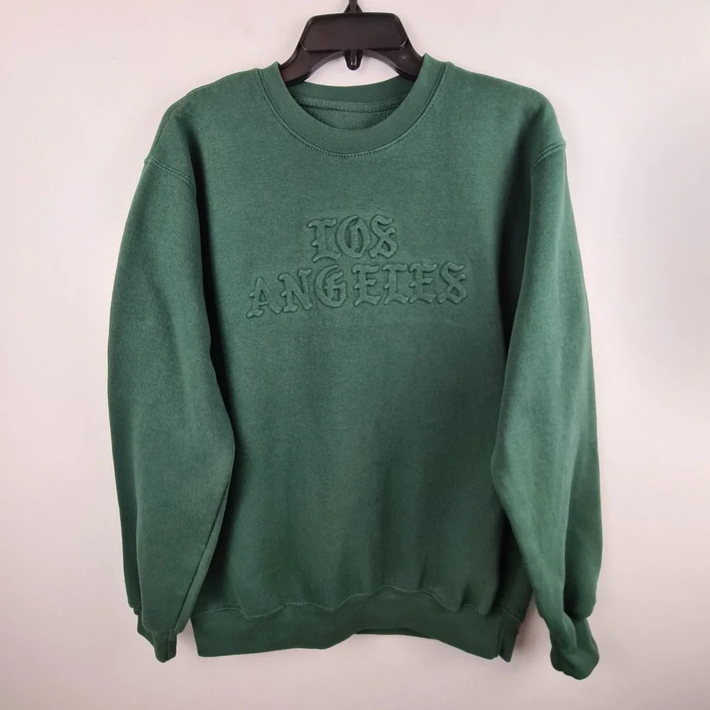 Eighty Eight Brand Los Angeles Embossed Crewneck Sweatshirt Green Mens Medium